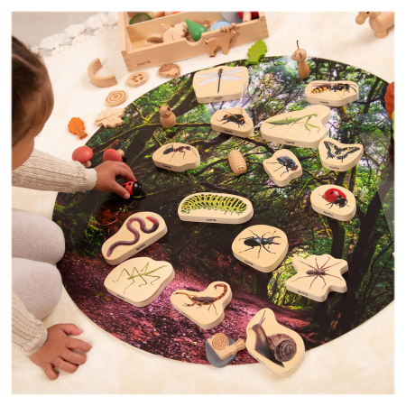 Blocuri din lemn cu Insecte, 15 piese, TickiT [1]