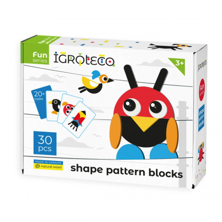Jucării Montessori - Blocuri geometrice din lemn, 30 piese