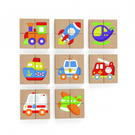 Jucarii creative - Blocuri magnetice cu imagini mijloace de transport, Viga