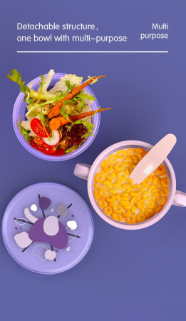 Bol 2 in 1 pentru snackuri cu lingurita, mov, U-Grow [5]