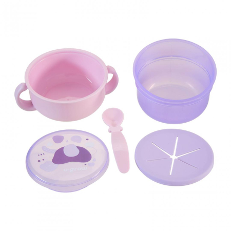 Bol 2 in 1 pentru snackuri cu lingurita, mov, U-Grow [2]