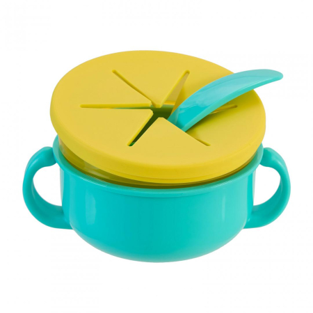 Bol 2 in 1 pentru snackuri si lingurita, blue, U-Grow [3]