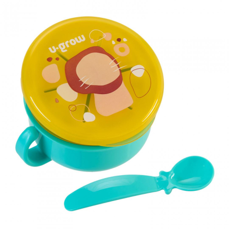 Bol 2 in 1 pentru snackuri si lingurita, blue, U-Grow [0]