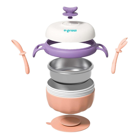 Bol termic , lingurita si furculita , baza antialunecare, mov, U-Grow [1]