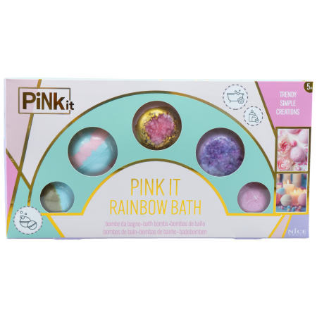 Baie - Set 5 bombe de baie curcubeu, Pink It