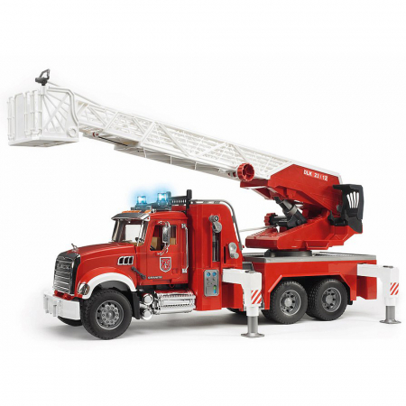 Jucarii de rol - Bruder - Camion De Pompieri Mack Granite Cu Scara, Pompa De Apa Si Sirena
