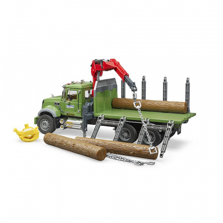 Bruder - Camion Lemne Mack Granite Cu Macara De Incarcare, Graifer Si 3 Busteni [4]