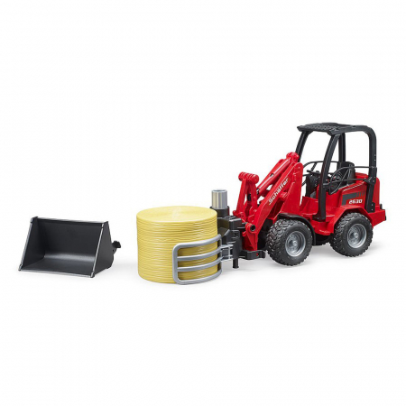 Bruder - Incarcator Compact Schaffer 2630 Cu Graifer Si Un Balot Rotund [3]