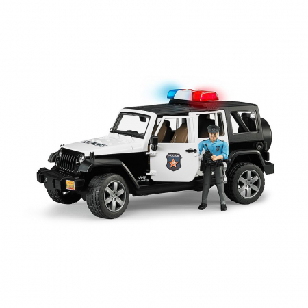 Jucarii de rol - Bruder - Jeep Wrangler Unlimited Rubicon De Politie Cu Sirena Si Figurina