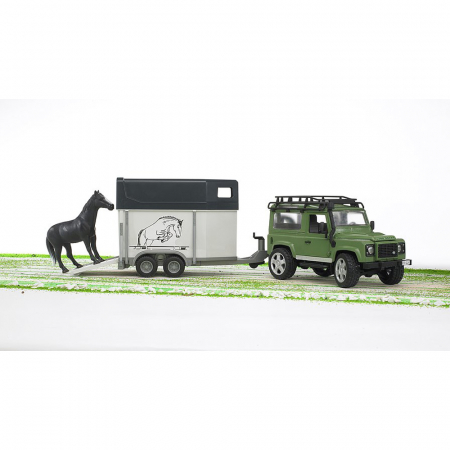 Bruder - Masina De Teren Land Rover Defender Cu Remorca Si Cal [1]