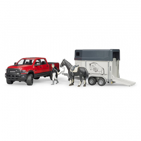 Vehicule - Bruder Masina De Teren Ram 2500 Cu Remorca Si Cal