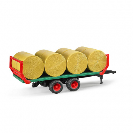 Jucarii de rol - Bruder - Remorca Transport Baloti Cu 8 Baloti Rotunzi