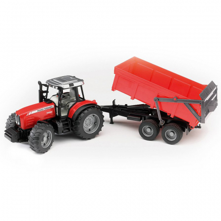 Jucarii de rol - Bruder - Tractor Massey Ferguson 7480 Cu Remorca Basculabila