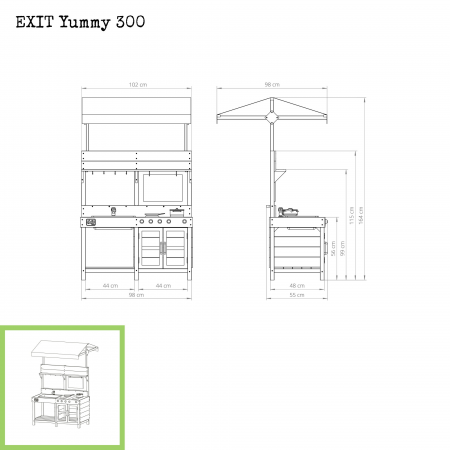Bucătărie de joacă din lemn Yummy 300 - natural, Exit Toys [3]