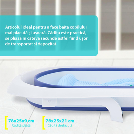 Cadita pliabila cu reductor detasabil si termometru , albastru, U-Grow [5]