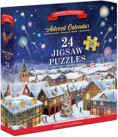 Jucarii Educative - Calendar de Advent Amintiri de Craciun, 24 puzzle-uri, 50 piese