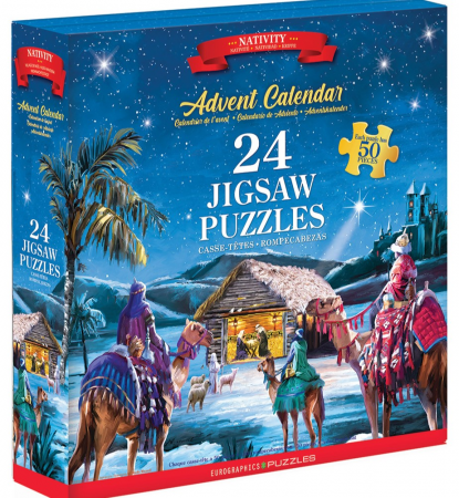 Jucarii Educative - Calendar de Advent Nasterea, 24 puzzle-uri, 50 piese