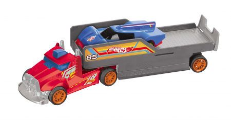 Vehicule - CAMION CU REMORCA SI TELECOMANDA+1 MASINUTA INCLUSA, HOT WHEELS