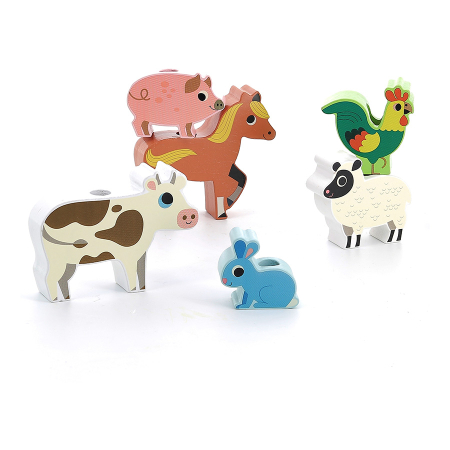 Camion pentru transport animale - Jucarie de stivuire din lemn - Vilac [2]