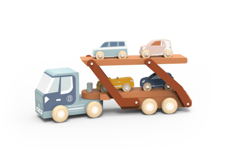 Camion transportor cu 4 masinute din lemn, Speedy Monkey [1]