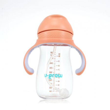 Cana cu pai tritan, orange, 300ml, U-Grow [1]