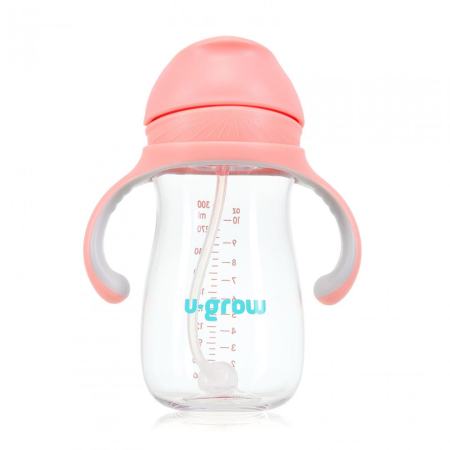 Cana cu pai tritan, roz, 300ml, U-Grow [1]