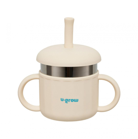 Mama si copilul - Cana din silicon cu pai si interior din inox,220 ml, U-Grow
