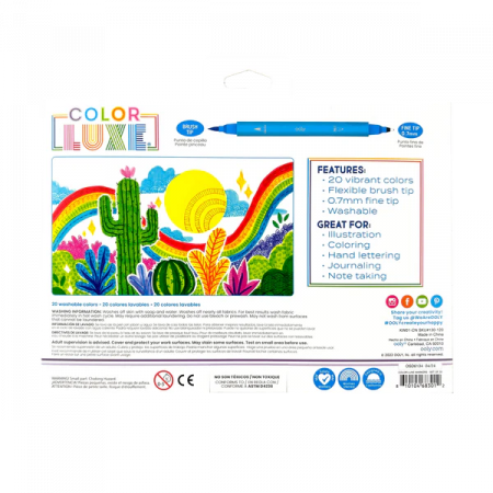 Carioci 2 in 1 cu  pensula si varf fin, Color Luxe-set de 20 [1]