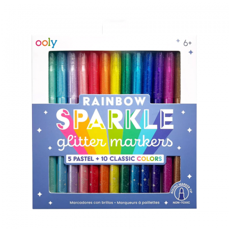Carioci - Carioci cu sclipici Rainbow Sparkle, set de 15 culori