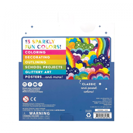 Carioci cu sclipici Rainbow Sparkle, set de 15 culori [5]