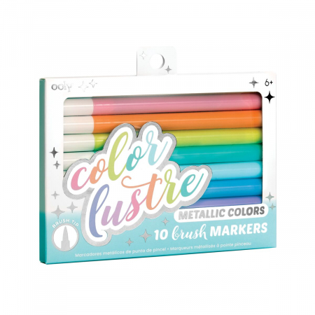 Carioci - Carioci metalice cu pensula, Color Lustre, set 10 culori