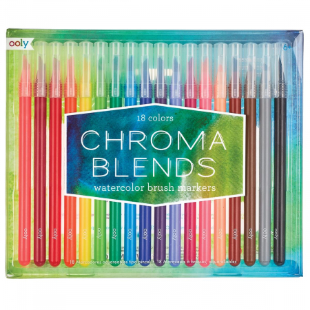 Carioci - Carioci acuarele cu pensula, Chroma Blends, set de 18
