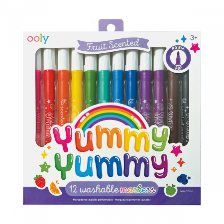 Jucarii 3-5 ani - Carioci parfumate lavabile Yummy Yummy - Set de 12