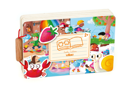 Puzzle - Carte cu 4 Puzzle-uri din lemn - Anotimpuri - Vilac