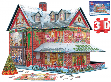 Jucarii Educative - Casă de Crăciun Puzzle 3D