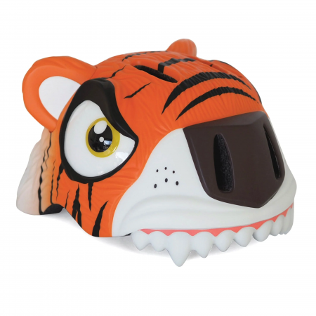 Biciclete - Casca de protectie pentru copii, orange Tiger, design patentat, lumina led, marime 49-55 cm, varsta 2-7 ani