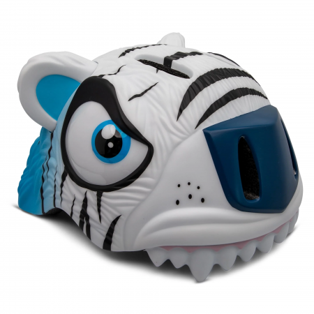 Biciclete - Casca de protectie pentru copii, white Tiger, design patentat, lumina led, marime 49-55 cm, varsta 2-7 ani