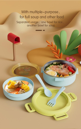 Caserola termica cu lingurita si furculita, blue, U-Grow [4]