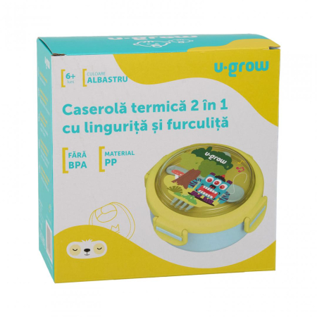 Caserola termica cu lingurita si furculita, blue, U-Grow [7]