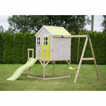 Casuta de gradina Lime Lodge cu platforma, tobogan si leagan (M24L) [1]