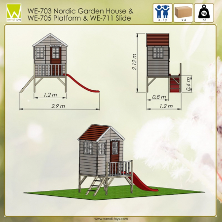 Casuta de gradina Nordic Garden House cu platforma si tobogan (M4) [1]