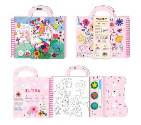 Cea mai mare Carte de pictat cu apa, sabloane, stampile si jocuri, portabila - Gradina fantastica si animale [7]