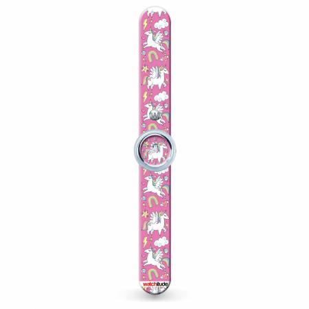 Ceas analog pentru copii cu bratara din silicon slap-on, Lumea unicornilor [2]