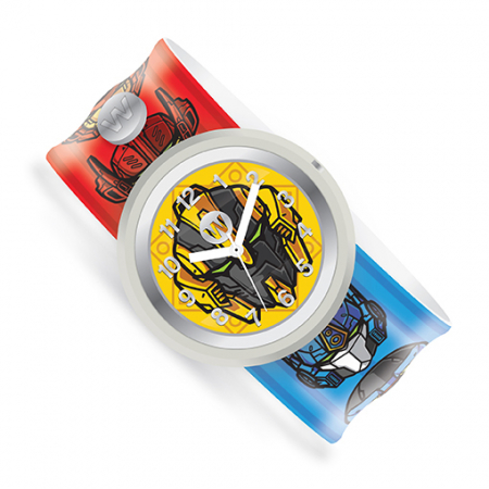 Ceas analog pentru copii cu bratara din silicon slap-on, Roboti [0]