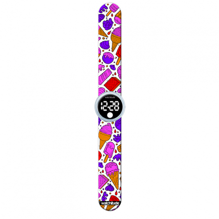 Ceas digital pentru copii model inghetata, cu bratara recolorabila, din silicon slap-on [3]