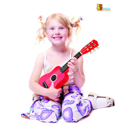 Jucarii creative - Chitara rosie din lemn, Viga