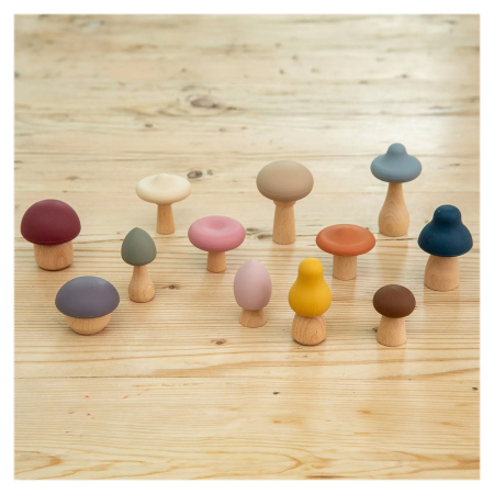 Ciupercute de padure din lemn si silicon, set 12 piese, SiliSoft [4]