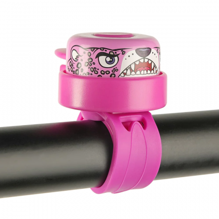 Biciclete - Claxon clopotel pentru bicicleta copii, Pink Leopard