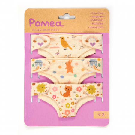 Papusi - Colectia Pomea Set 3 scutece pentru papusi bebelus, Djeco