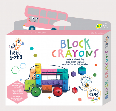 Back to school - Creioane cerate interconectabile Block Crayons - Autobuz Scolar, Haku Yoka
